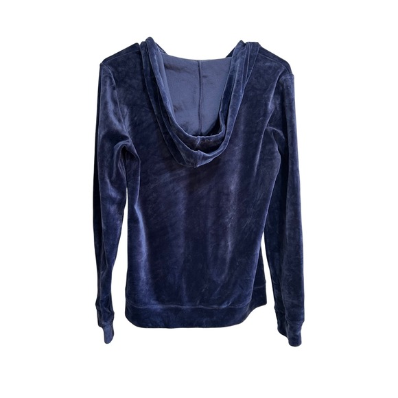 Lilly Pulitzer Larina Velour Hoodie Zip Up Jacket Sweater Navy Blue Womens Small - Picture 5 of 6